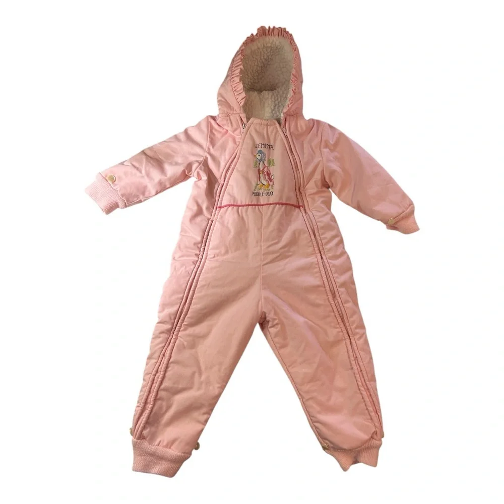 VINTAGE BEATRIX POTTER Quiltex Puddle‎ Duck Pink Snowsuit Infant Embroidered